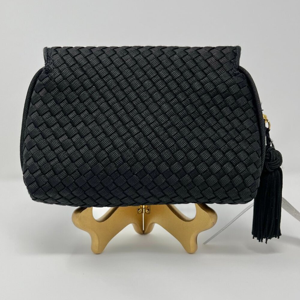 Sharif  Americana by Sharif  Elegant Black Woven Clutch with Tassel Pull - Picture 3 of 9